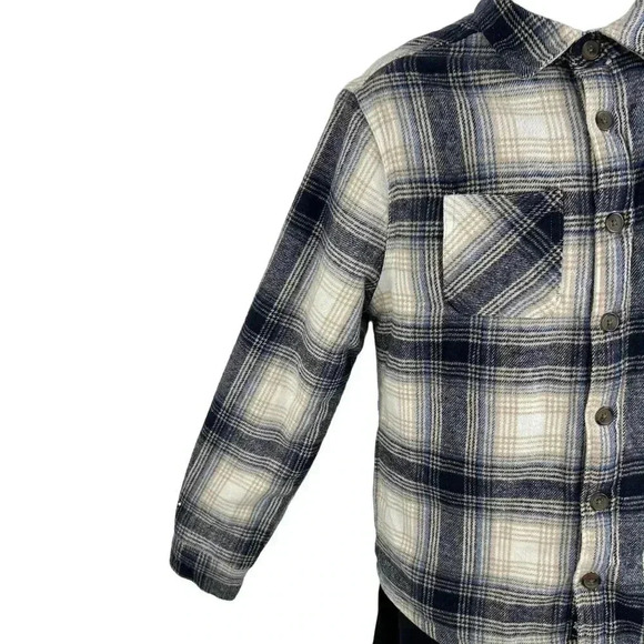 Brooklyn Cloth Mens S Heavy Flannel Sherpa Lined Shacket Windowpane Plaid Jacket - Picture 5 of 16
